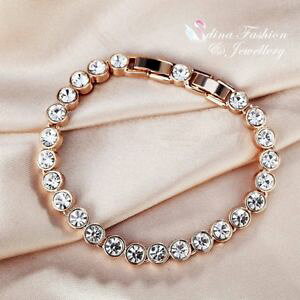 yzuXbg@ANZT?@[YS[hXtXL[NX^EhJbgejXuXbg18k rose gold filled made with swarovski crystal round cut tennis bracelet