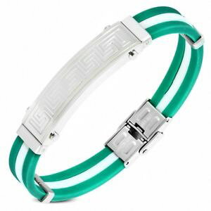 �y���������z�u���X���b�g�@�A�N�Z�T��?�@�u���X���b�g�S���v���[�gbracelet rubber green and white plate steel labyrinth