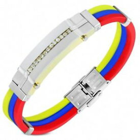 【送料無料】ブレスレット　アクセサリ—　ブレスレットラインラインストーンゴムbracelet rubber yellow blue red with line rhinestone