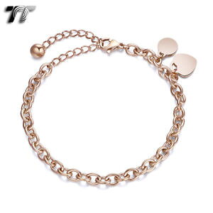 yzuXbg@ANZT?@kgp[YS[hX`[`F[n[g^OuXbgtt 5mm 9k gp rose gold ssteel chain dangle heart tag bracelet cbf40