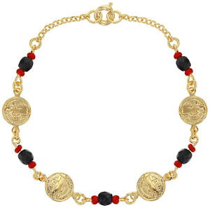 �y���������z�u���X���b�g�@�A�N�Z�T��?�@k�T���u���X���b�g18k plaqu or saint bndicte bracelet simul azabache mauvais oeil protection