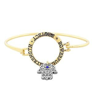 �y���������z�u���X���b�g�@�A�N�Z�T��?�@���[�_�J���[��moda giallo color oro hamsa malocchio protezione donna bracciale rigido