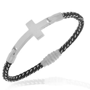 �y���������z�u���X���b�g�@�A�N�Z�T��?�@�v���^�p���R��edforce negro tono plata religioso cruz brazalete para hombre con cierre