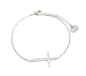 �y���������z�u���X���b�g�@�A�N�Z�T��?�@���C���X�g�[���N���X�`�F�[���u���X���b�g�V���o�[�X�`�[�� listingbc3408ffine chain bracelet silver steel with white rhinestone cross