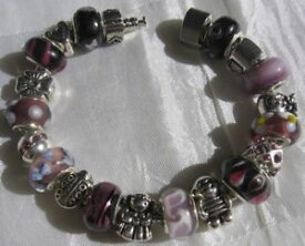 【送料無料】ブレスレット　アクセサリ—　ガラスブレスレットビーズクリップマスカレードglass bracelet beads amp; charms purple clip metal silver plated masquerade