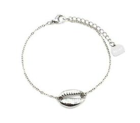 【送料無料】ブレスレット　アクセサリ—　シェルシルバースチールチェーンブレスレットbc3391ffine chain bracelet with shell charm silver steel