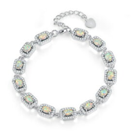 【送料無料】ブレスレット　アクセサリ—　ホットチェーンブレスレットオパールジルコンシルバーhot white opal zircon silver for women jewelry wedding gift chain bracelet os663