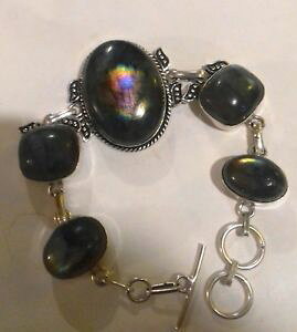 �y���������z�u���X���b�g�@�A�N�Z�T��?�@�V���o�[�u���X���b�g���C�gsilver bracelet labradorite silver plated friendship, light, protection