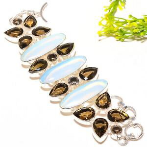 �y���������z�u���X���b�g�@�A�N�Z�T��?�@�X���[�L�[�u���X���b�gmilky opalite, smokey gemstone fashion jewelry bracelet 78 sb1199