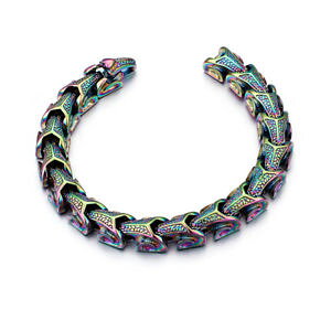 yzuXbg@ANZT?@}`J[hS`F[XeXmens82611mmmulticolor biker dragon bone chain stainless steel mens bracelet 826 11mm
