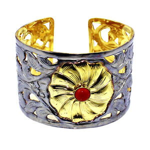 �y���������z�u���X���b�g�@�A�N�Z�T��?�@�A�J�T���S�J�t�X925�X�^�[�����Ored coral cuff 925 sterling silver overlay handmade jewelry