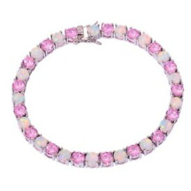 【送料無料】ブレスレット　アクセサリ—　チェーンブレスレットos374ホワイトファイアーオパールピンクトパーズwhite fire opal pink topaz silver for women jewelry gems chain bracelet os374