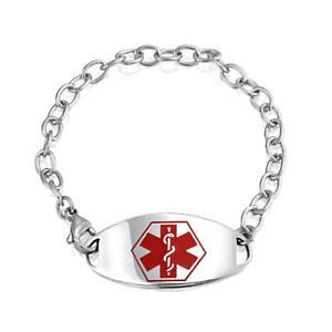 yzuXbg@ANZT?@XeXX`[A[g^O`F[uXbgstainless steel medical alert oval id tag chain bracelet