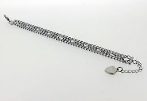 yzuXbg@ANZT?@XeXX`[Xgh|bvR[uXbg3 strand popcorn bracelet in stainless steel with heart extender