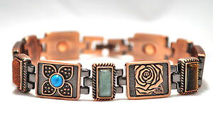 �y���������z�u���X���b�g�@�A�N�Z�T��?�@���f�B�[�X�����N�u���X���b�gladies 8 in copper flowers amp; semiprecious stones magnetic link bracelet 4 pain