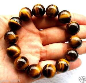 �y���������z�u���X���b�g�@�A�N�Z�T��?�@�C�G���[�^�C�K�[�A�C�u���X���b�grare huge natural 18mm yellow tiger eye stone gemstone stretchy bracelet