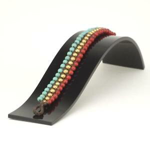 �y���������z�u���X���b�g�@�A�N�Z�T��?�@�S�[���h�g�[���^�[�R�C�Y�g���R���b�h�R�[�����x���r�[�Y�u���X���b�g81stgeneration brass gold tone turquoise red coral bell bead bracelet, 19 cm