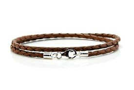【送料無料】ブレスレット　アクセサリ—　メンズレディースライトブラウンmensladies braided leather braceletsterling silver claspdoublelight brown