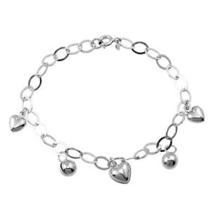�y���������z�u���X���b�g�@�A�N�Z�T��?�@�u���X���b�g�n�[�g�r�[�Ysterling silver charm bracelet w heart amp; bead charms