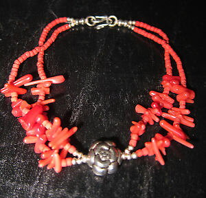 �y���������z�u���X���b�g�@�A�N�Z�T��?�@�u���X���b�g�A���W�F���g�p�[��corail artificiel bracelet 203cm long double strand plaqu argent perle,red