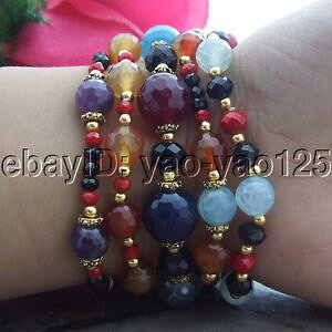 yzuXbg@ANZT?@X^hAWXguXbgs082115 5 stands amethyst agate crystal bracelet