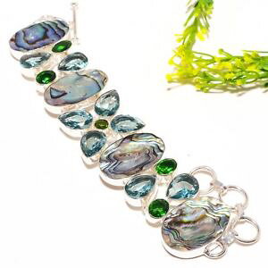yzuXbg@ANZT?@ArVFAp^CguXbgabalone shell, apatite gemstone fashion jewelry bracelet 78 sb1218