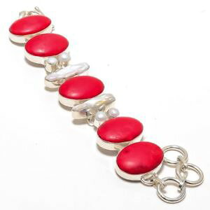 yzuXbg@ANZT?@uXbgawesome spongy red coral,biwa pearl gemstone ethinic jewelry bracelet 78