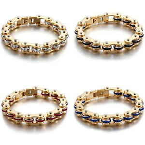 �y���������z�u���X���b�g�@�A�N�Z�T��?�@�g�b�v�N���X�^���X�e�����X�X�`�[���I�[�g�o�C�o�C�N�`�F�[���u���X���b�gtop crystal women men 316l stainless steel motorcycle bike chain bracelet 8 9mm