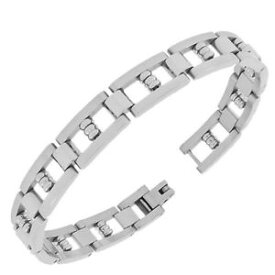 【送料無料】ブレスレット　アクセサリ—　ステンレスリンクチェーンmensブレスレットstainless steel silvertone link chain mens bracelet with clasp