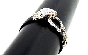 yzuXbg@ANZT?@Xl[NuXbgczCXg[Xibvsnake bracelet leather cz rhinestone snake bite hoop silver plated snap