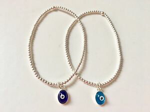 yzuXbg@ANZT?@X^[OVo[MViUuXbg{[925 sterling silver oval blue evil eye greek mati nazar charm bracelet balls