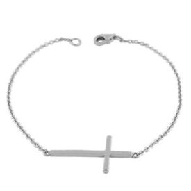 【送料無料】ブレスレット　アクセサリ—　アルジェントargento sterling 925 obliqua religioso croce catenella con maglie bracciale