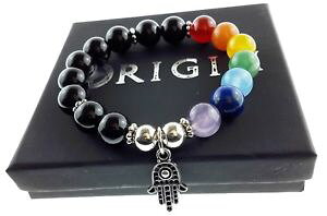 �y���������z�u���X���b�g�@�A�N�Z�T��?�@origin�`���N���u���X���b�g�t�@�[�e�B�}�V���{��multi�{�w�~�Aorigin rainbow chakra stretchable bracelet fatima symbol multi colours bohemian