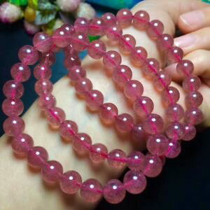 �y���������z�u���X���b�g�@�A�N�Z�T��?�@�u���X���b�g���b�h�A�C�X�X�g���x���[�N�H�[�cnatural crystal bracelet red ice strawberry quartz 875mm aaa