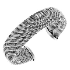 �y���������z�u���X���b�g�@�A�N�Z�T��?�@�v���^�f�}�[��acero inoxidable tono plata ancho, de malla extremo abierto mujer pulsera