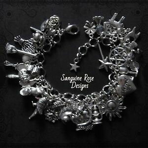 yzuXbg@ANZT?@Vo[uXbg[huXbgsilver pagan charm bracelet, witch, wicca fully loaded charm bracelet