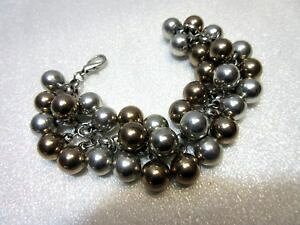 �y���������z�u���X���b�g�@�A�N�Z�T��?�@�u���X���b�g�{�[���V���o�[�u�����Y�`�F�[�� listingvintage bracelet charms metal balls silver amp; bronze chain jaseron former