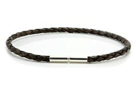 【送料無料】ブレスレット　アクセサリ—　メンズレディースブラウンmensladies 3mm braided leather braceletsterling silver claspantique brown