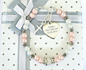 yzuXbg@ANZT?@12uXbgpersonalised engraved christening holy communion bracelet gift in box 12 colours