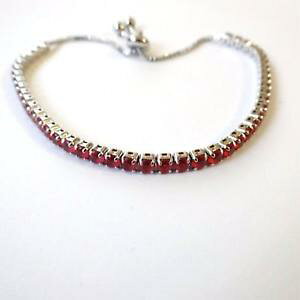 �y���������z�u���X���b�g�@�A�N�Z�T��?�@�u���X���b�g�e�j�X�V���o�[���r�[bracelet men women tennis c silver with red rubies 3 mm 13 26 cm 74 r