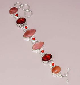 yzuXbg@ANZT?@natural sun stone garnet quartz jewelry925sterlingplated braceletnatural sun stone garnet quartz jewelry 925 sterling silv