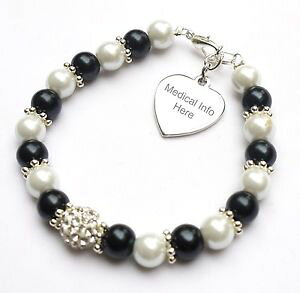 �y���������z�u���X���b�g�@�A�N�Z�T��?�@�u���X���b�gwith custom engraving craft fashionable medical bracelet pearls
