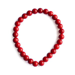 �y���������z�u���X���b�g�@�A�N�Z�T��?�@�u���X���b�g�S���R�[�h�r�[�Ynatural round red coral bracelet 6mm beads with elastic cord