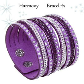 【送料無料】ブレスレット　アクセサリ—　スワロフスキーエレメントカフハーモニーブレスレットブレスレットpurple swarovski elements cuff bracelet by harmony bracelets