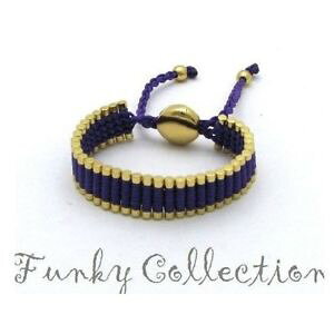 �y���������z�u���X���b�g�@�A�N�Z�T��?�@�o�[�u���X���b�ghandwoven purple w gold plated bar friendship bracelet