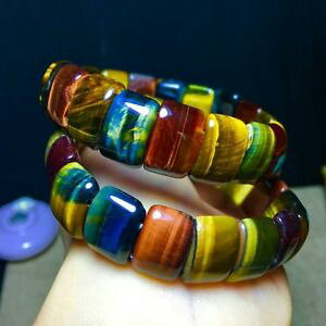 �y���������z�u���X���b�g�@�A�N�Z�T��?�@�}���`�J���[�u���X���b�gaaanatural multicolor tiger eye stone beads power gem bracelet aaa