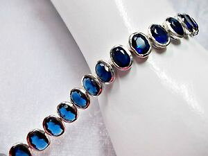 �y���������z�u���X���b�g�@�A�N�Z�T��?�@725 bracelet blue sapphire syn 18kwhite gold filled gptennis line oval bezel725 bracelet blue sapphire syn 18k white gold