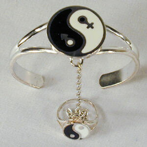 �y���������z�u���X���b�g�@�A�N�Z�T��?�@�����X���[�u�u���X���b�g���`�F�[�������O���f�B�[�X�V���o�[unity ying yang slave bracelet 59 chain ring women ladies silver