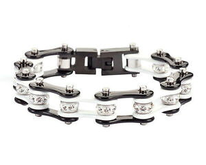yzuXbg@ANZT?@JeiAJdonna acciaio inox bianco nero bling catena della bici bracciale usa venditore