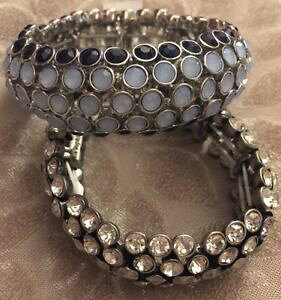yzuXbg@ANZT?@nwt 2CA\tBAwnwt 2 lia sophia beaded stretch bracelets wnavy blue silver clear crystal beads